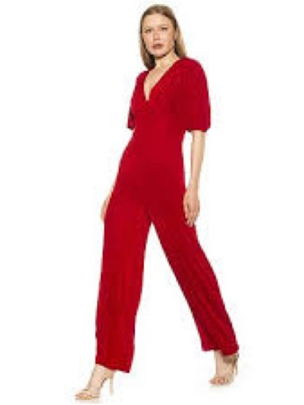 Alexia Admor Red V-Neck Maxi Dress with Draped Bodice